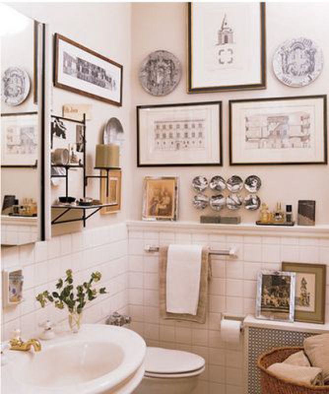 Artistic Bathroom with Murals and Sculptures