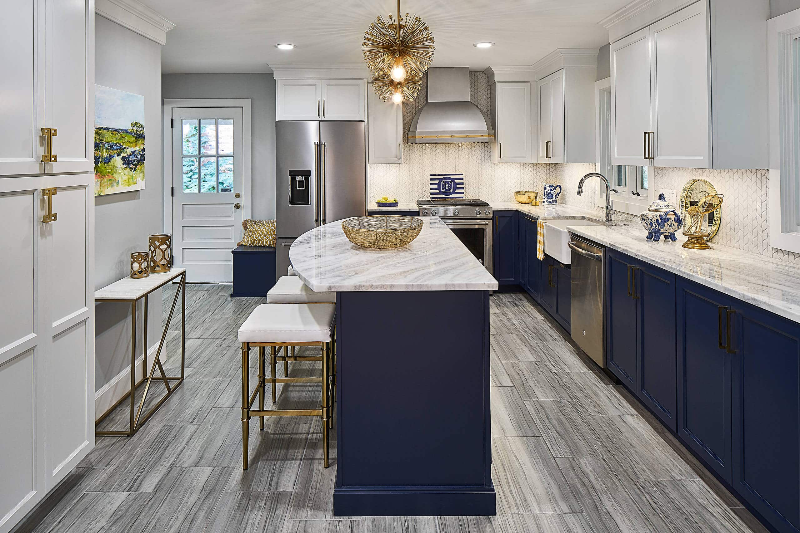 Beautiful Dark Blues against Gray Floors