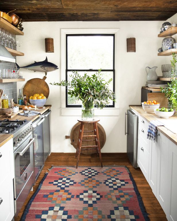 Designing Patterned Rug in The White Kitchen