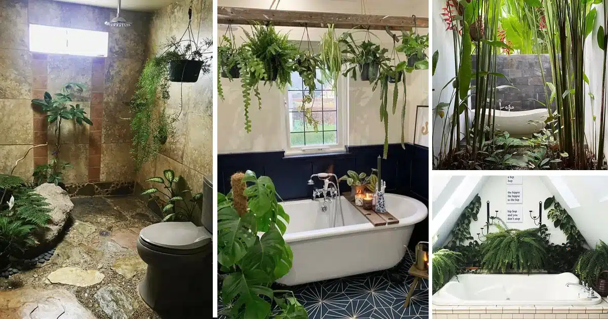 Forest Themed Bathroom with Greenery