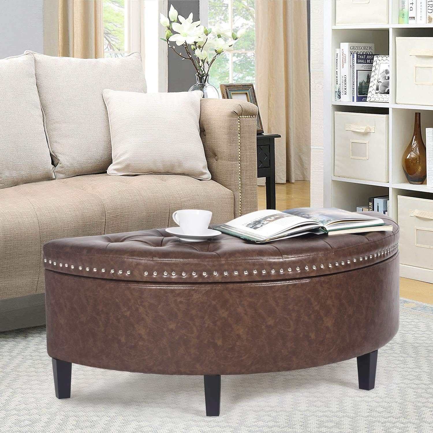 Half Moon Storage Ottoman Bench