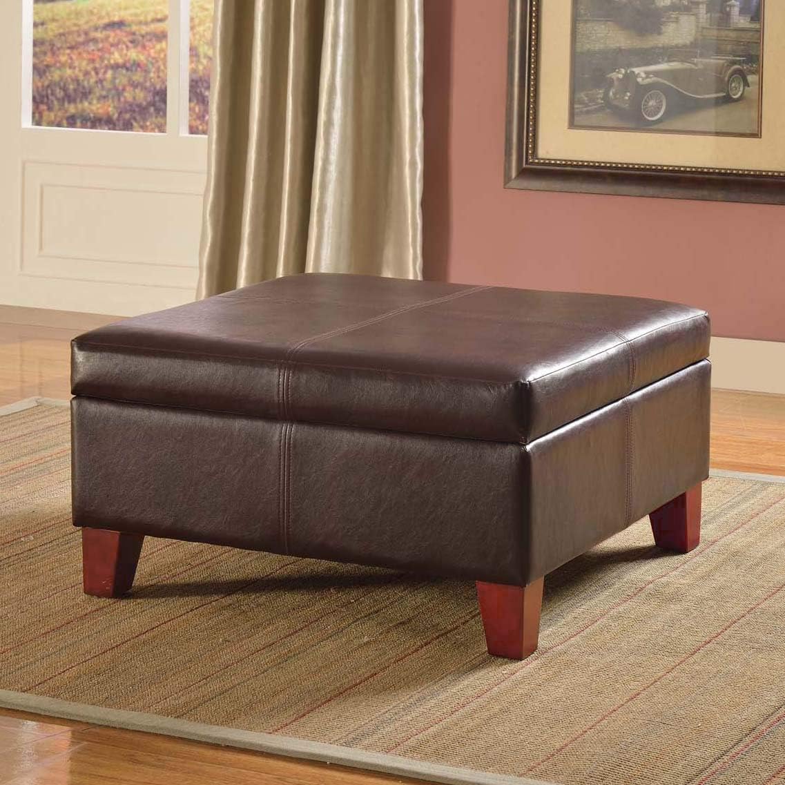 Large Leather Ottoman