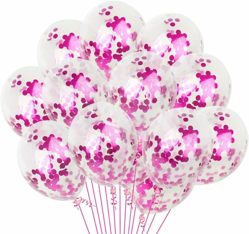 Large Pink Confetti Balloons Decor