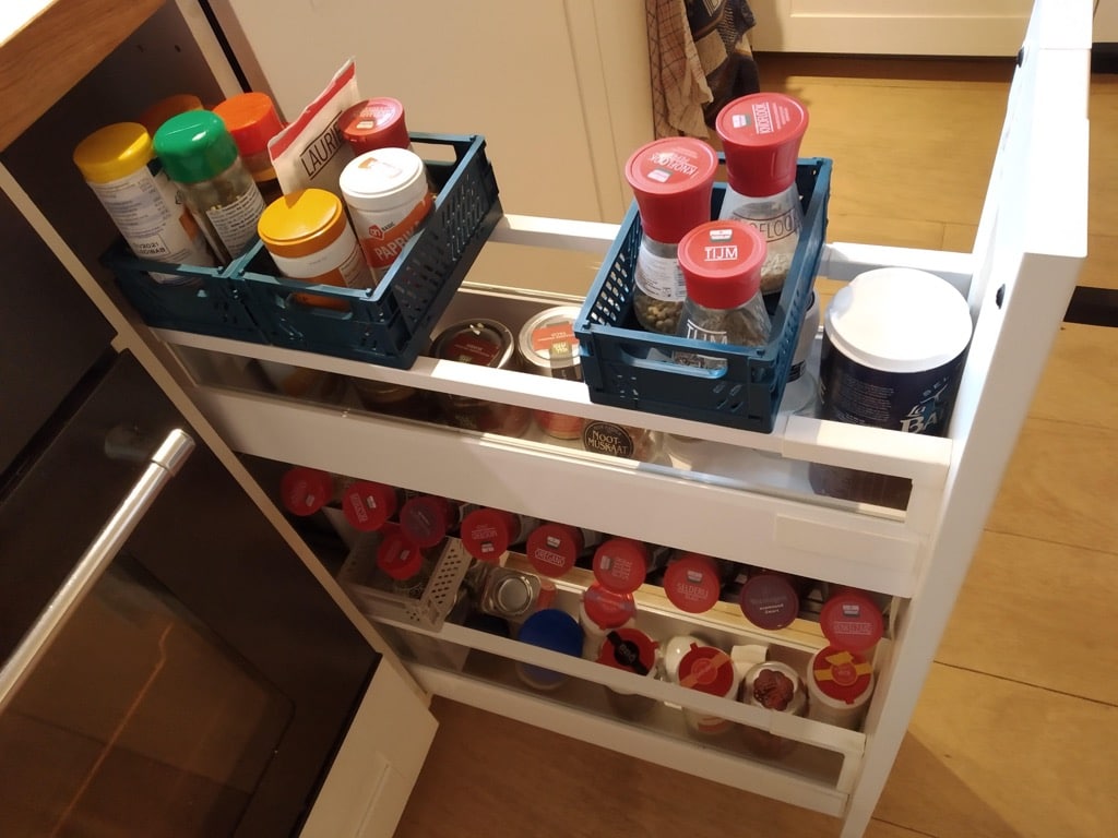 Simplicity in Interacting with Pull-Out Spice Rack Cabinet