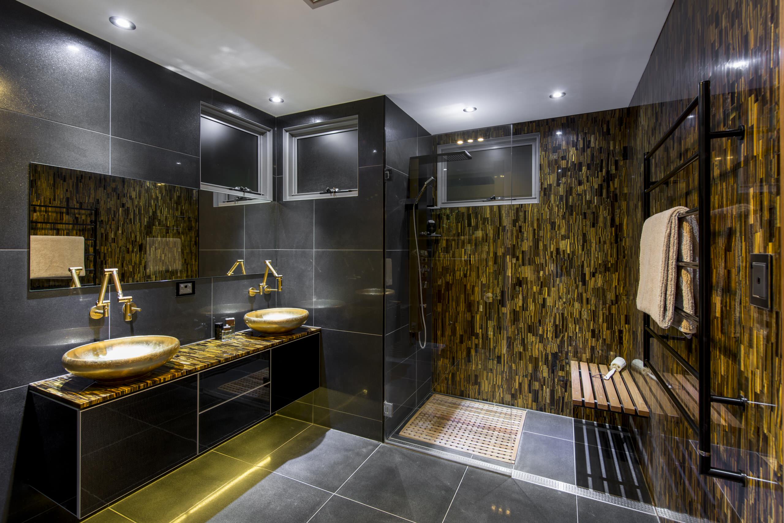 Stylish Black and Gold Bathroom