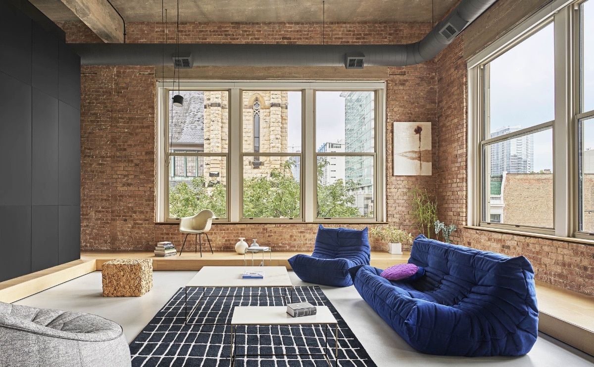 Textured Blue Couch in Living Room