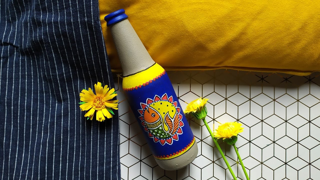 Traditional Madhubani Bottle Art