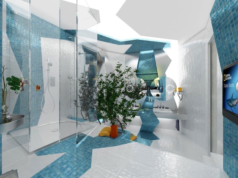 Underwater Themed Bathroom with Aquatic Decor