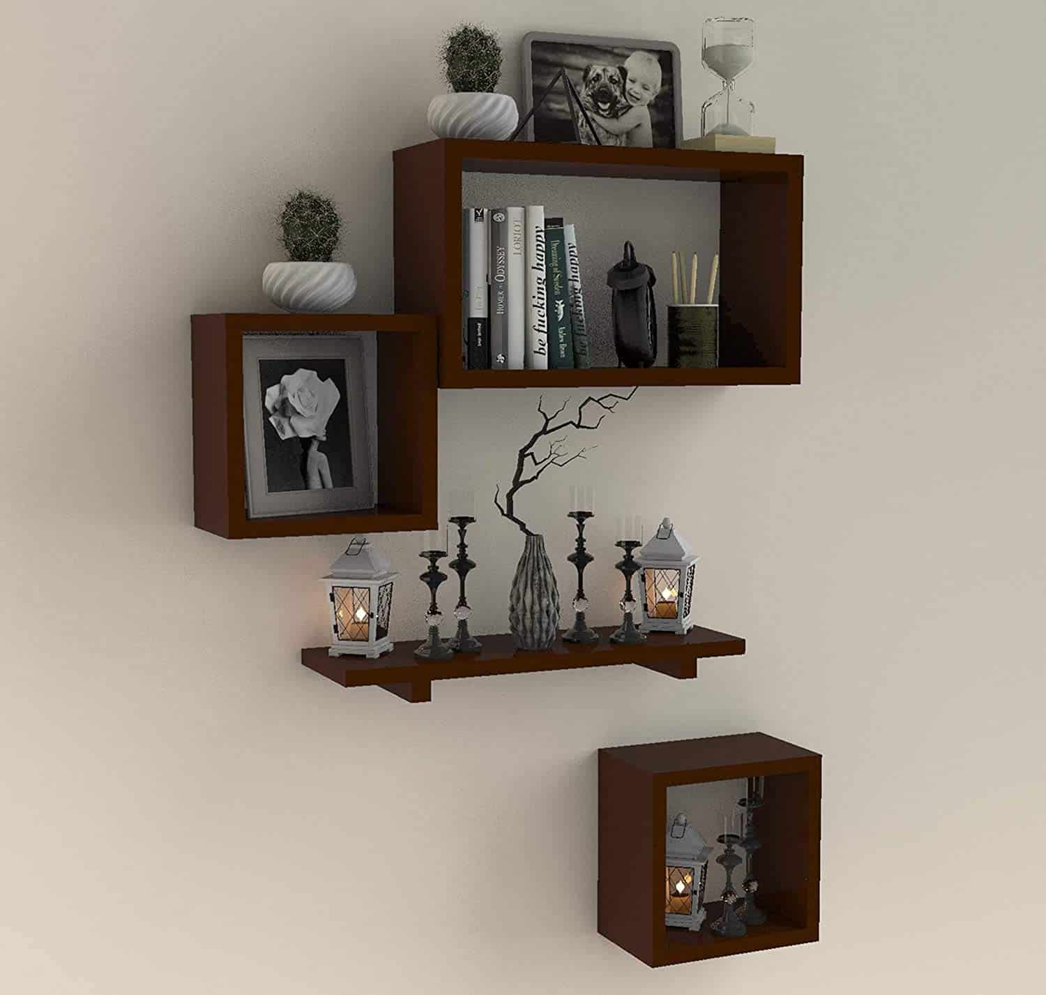 Warm-Brown-Platform-Wooden-Floating-Shelf-System