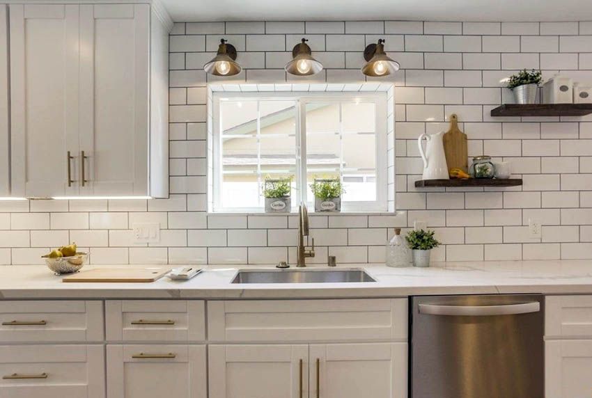 White Cabinet with Subway Tile
