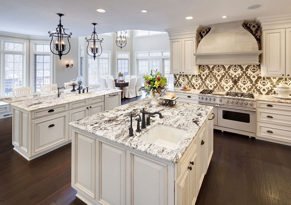 White Kitchen Cabinet with Granite Countertop