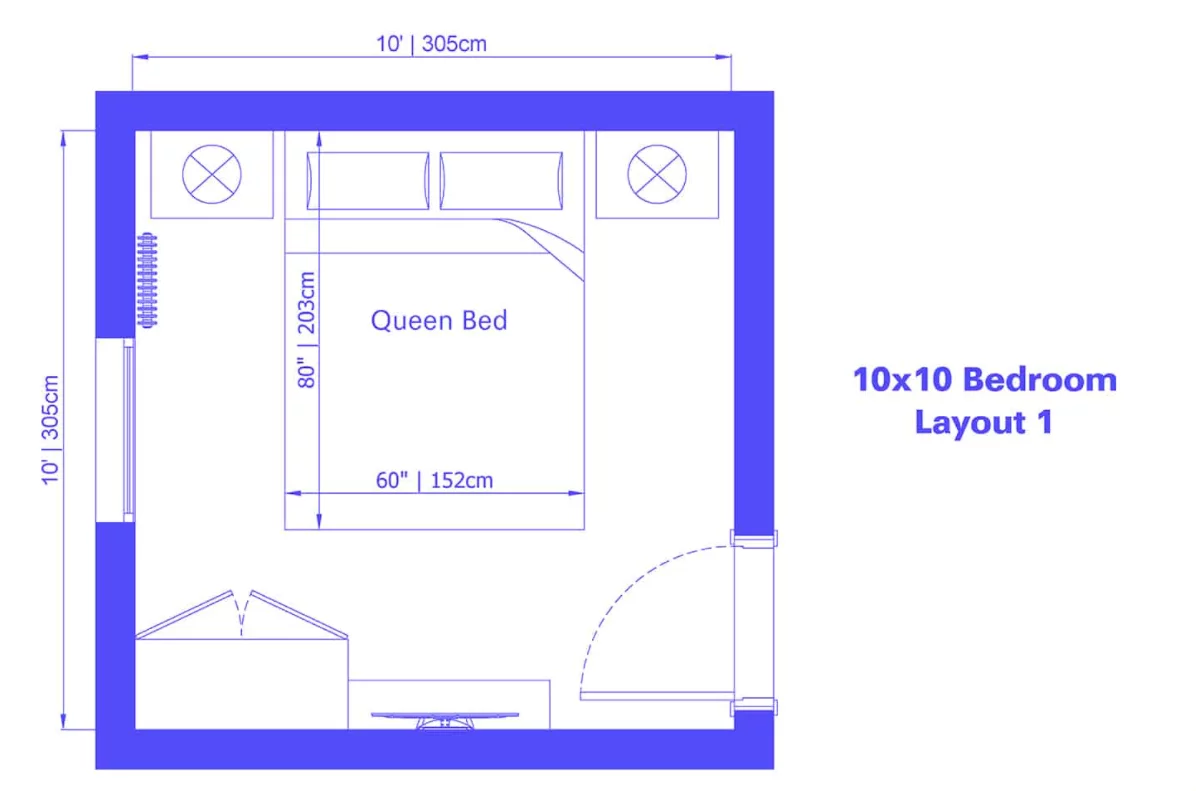 Standard Bedroom Size with a Queen Bed .png
