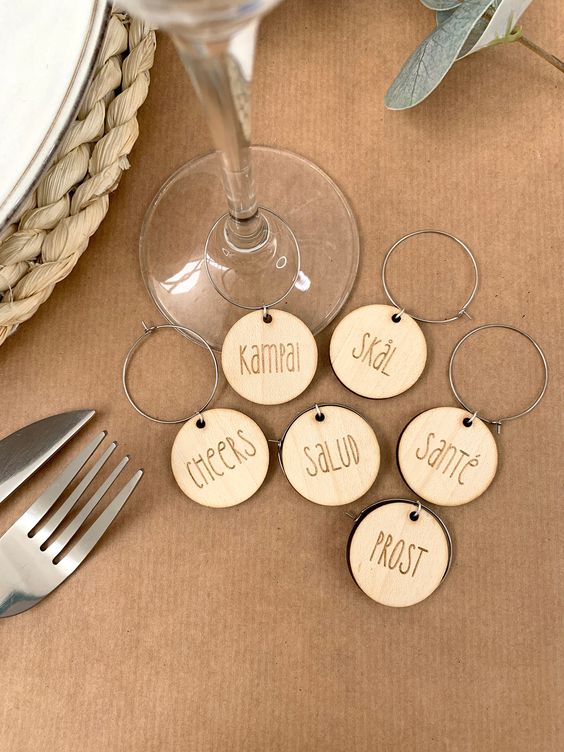Wooden Wine Charms