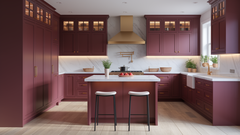 41 Classy Burgundy Kitchen Cabinet Ideas
