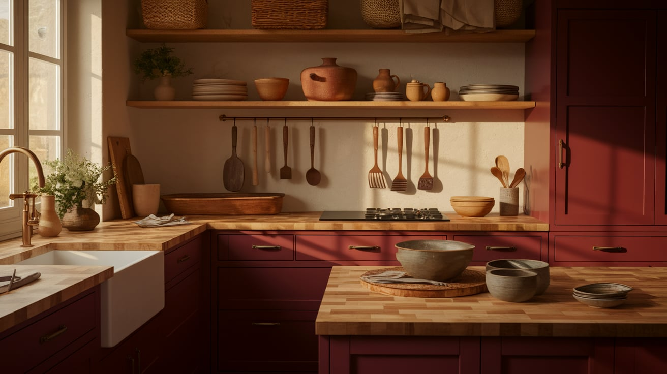 Burgundy_Cabinets_With_Wood_Countertops