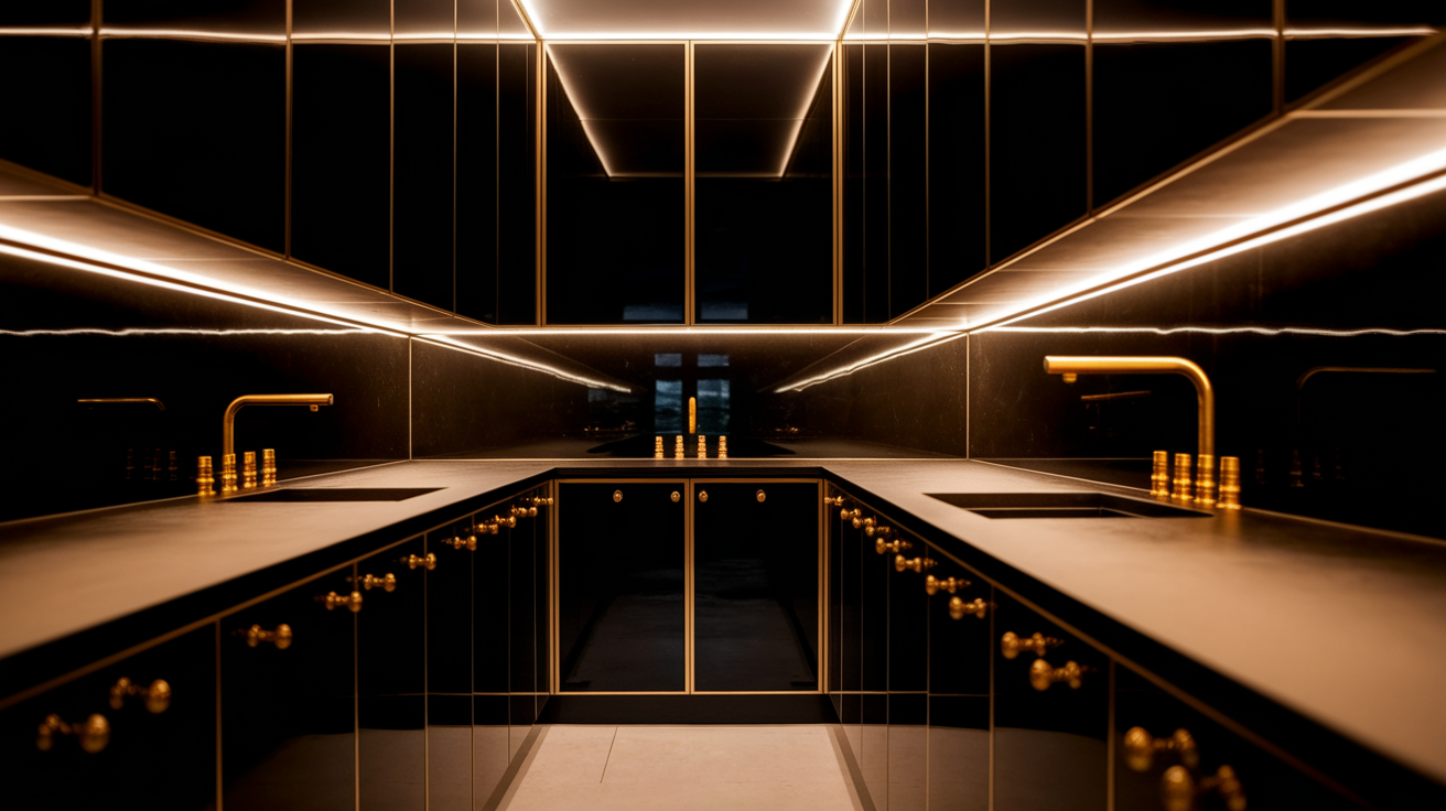 Gold_Hardware_with_Black_Cabinets