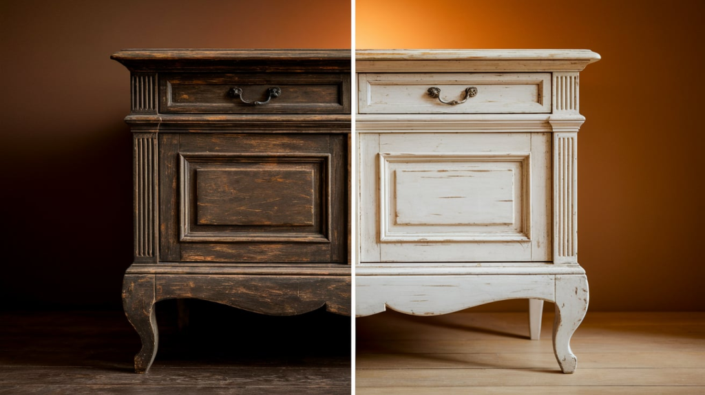 White Wax Before and After Results on Furniture