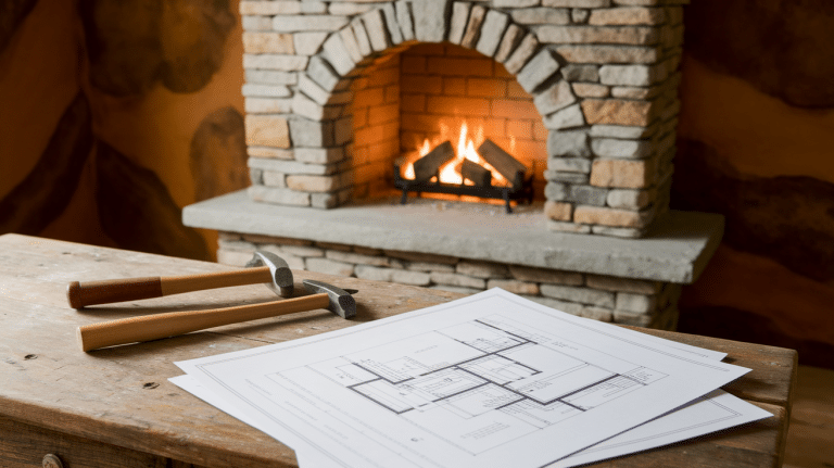 diy stone fireplace