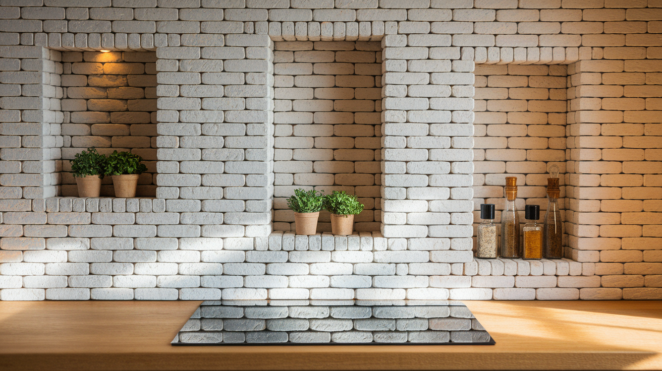 18. Layered Brick with Cutout Display Niches
