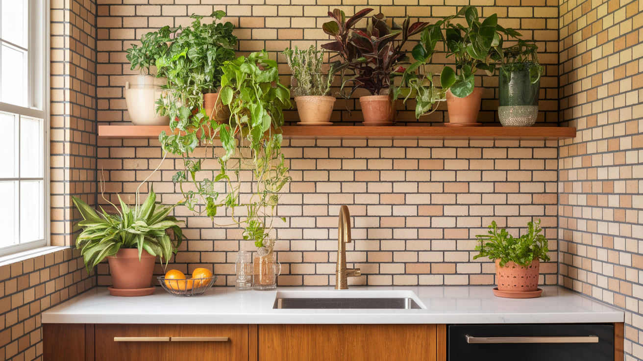 30. Mini Brick Tile Backsplash
