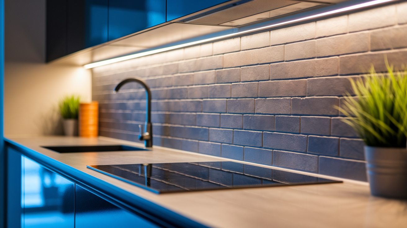 6. Gray Brick Backsplash
