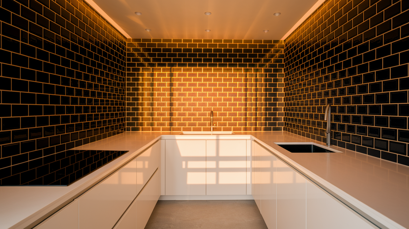 9. Charcoal Brick Backsplash
