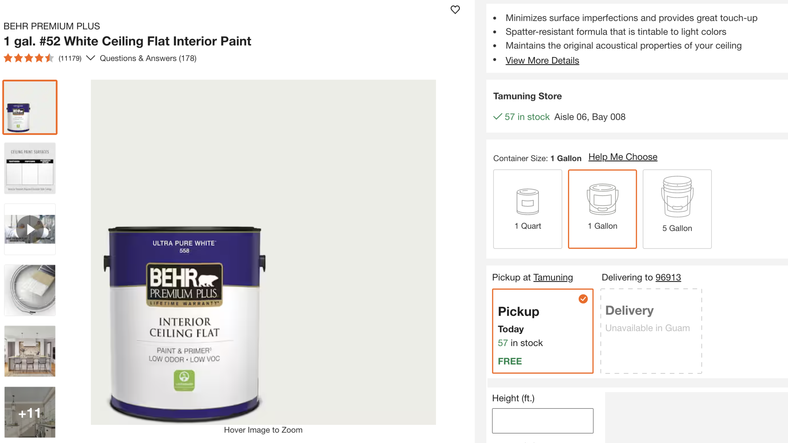 BEHR PREMIUM PLUS #52 White Ceiling Paint
