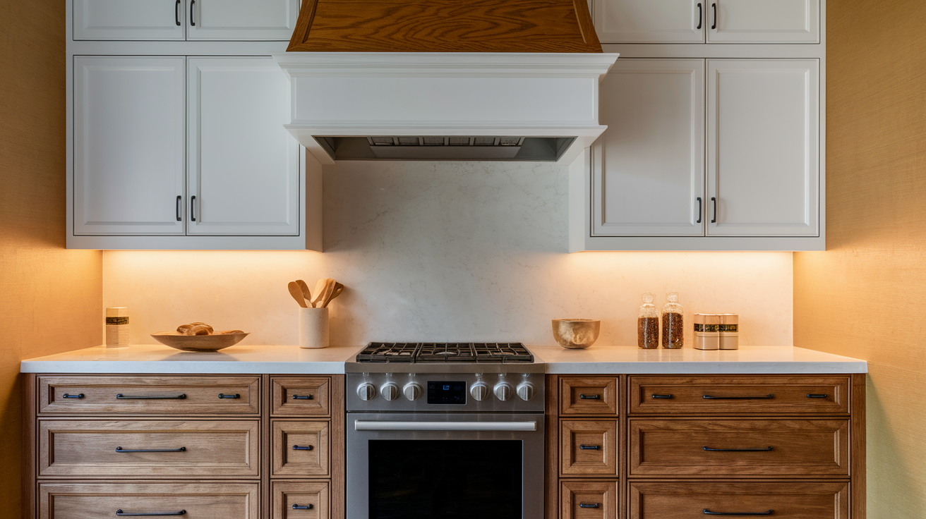 Mix_of_Wood_and_White_Cabinets_with_Black_Hardware