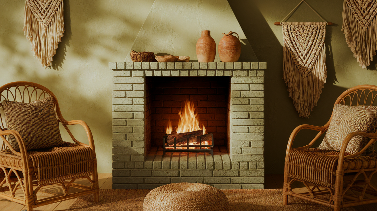 Soft_Sage_Brick_Fireplace_in_a_Boho_Space