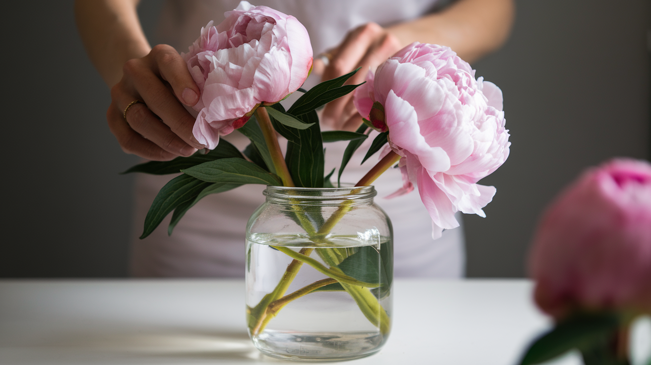 Step 3: Place Peonies in the Solution
