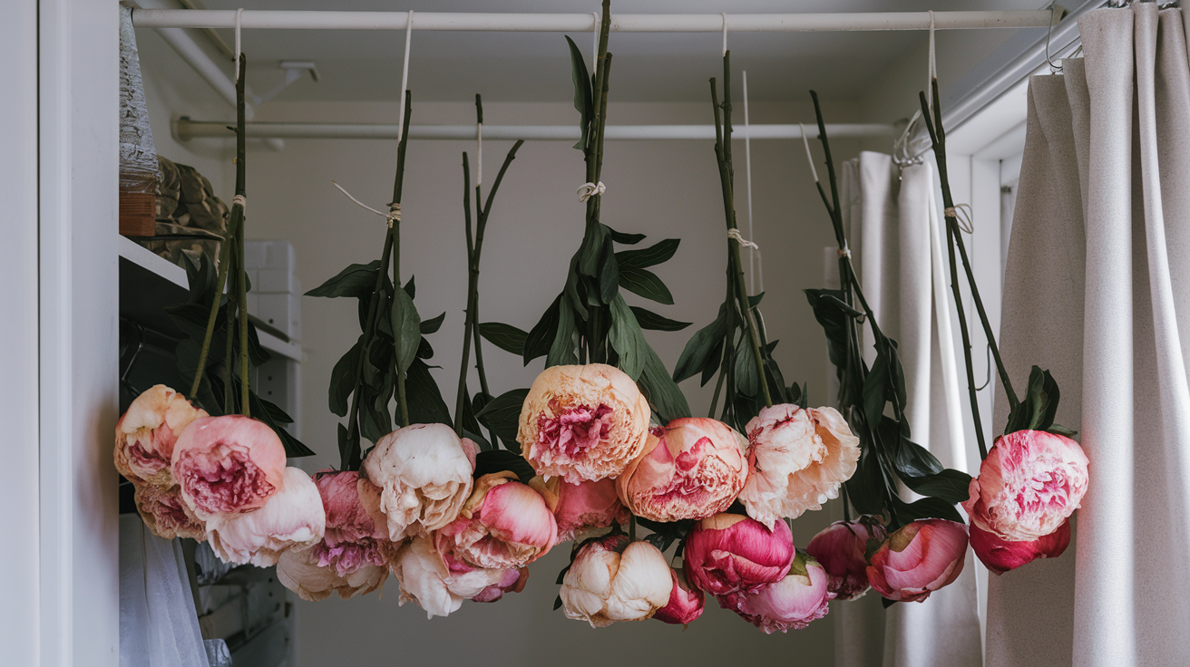 Step 4: Hang the Peonies Upside Down
