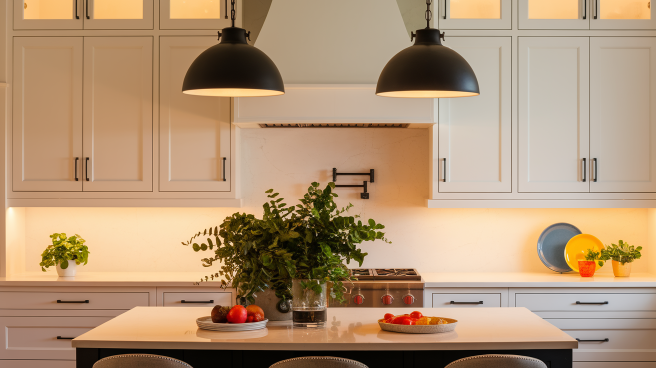 White_Cabinets_with_Black_Handles_and_Pendant_Lights