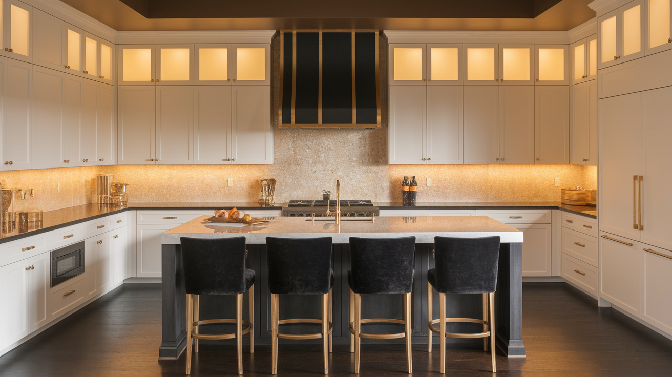 White_Cabinets_with_Black_and_Gold_Hardware_Accents