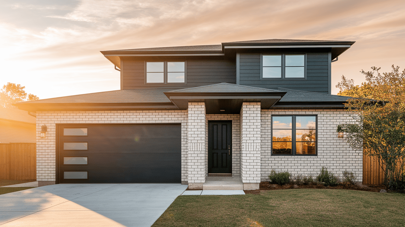 Split-Level_With_Black_Garage_Door_and_Entry