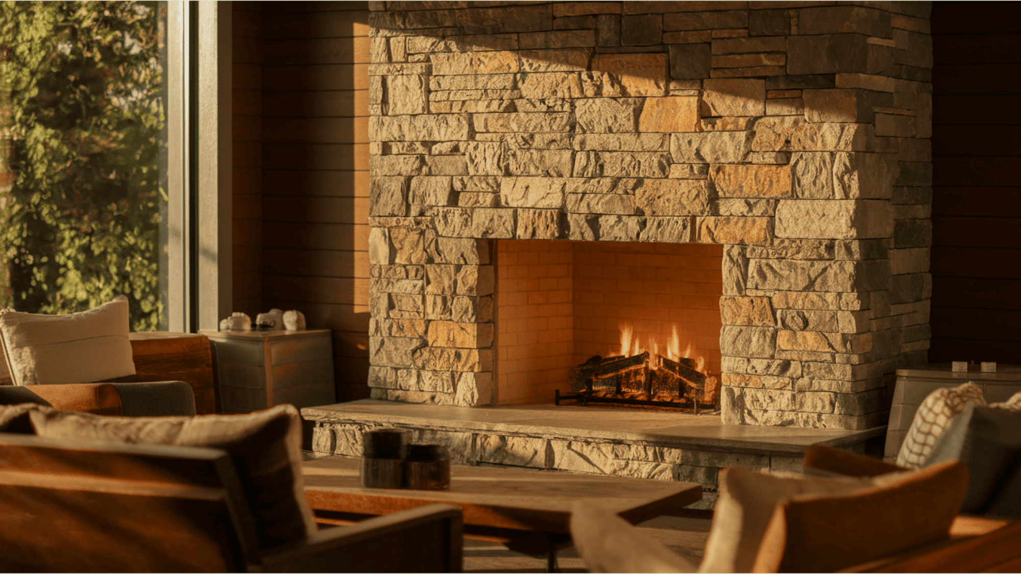 Accent Wall Stone Fireplace