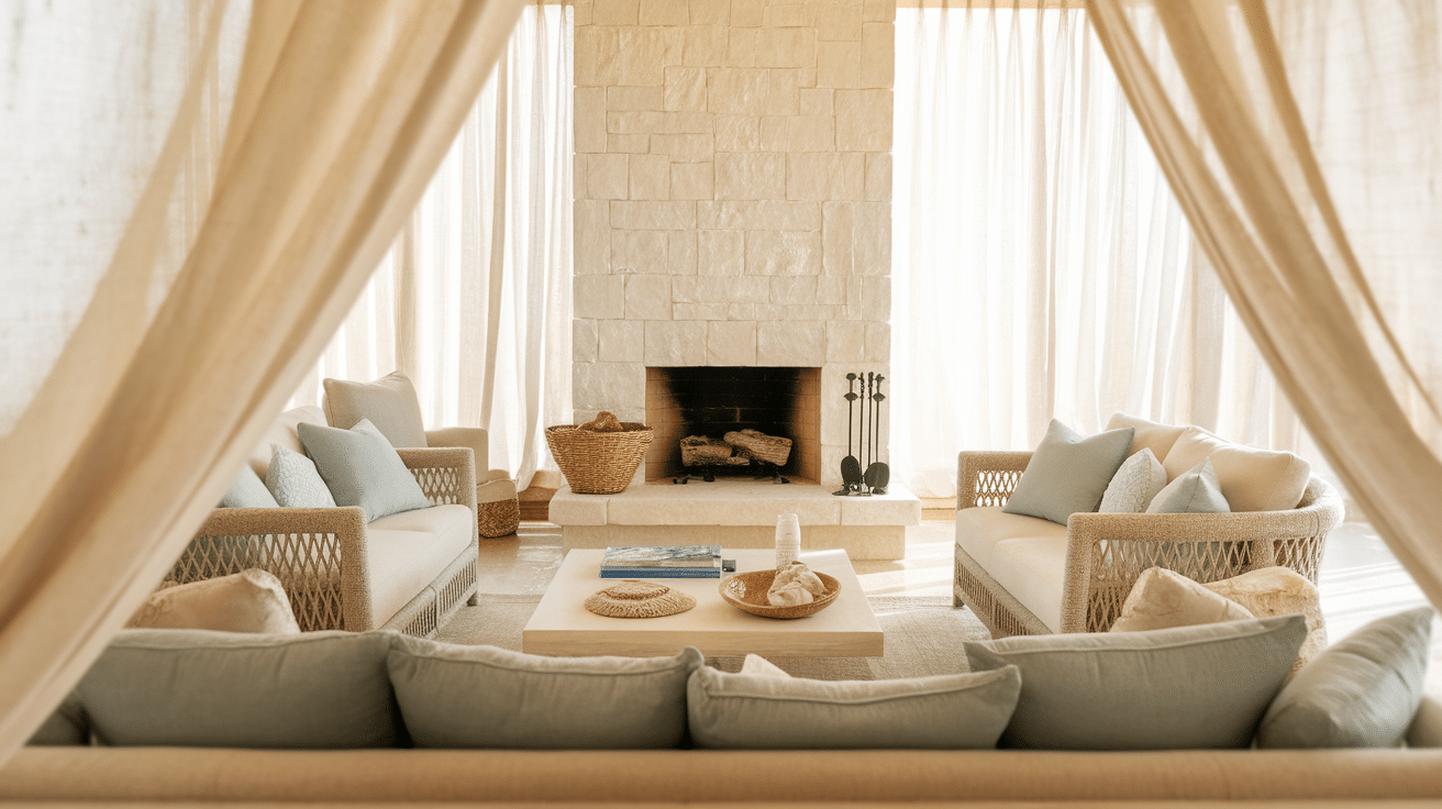 Coastal Stone Fireplace