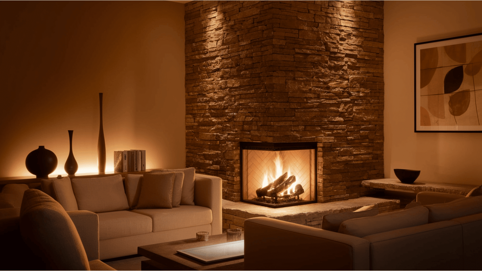 Corner Stone Fireplace