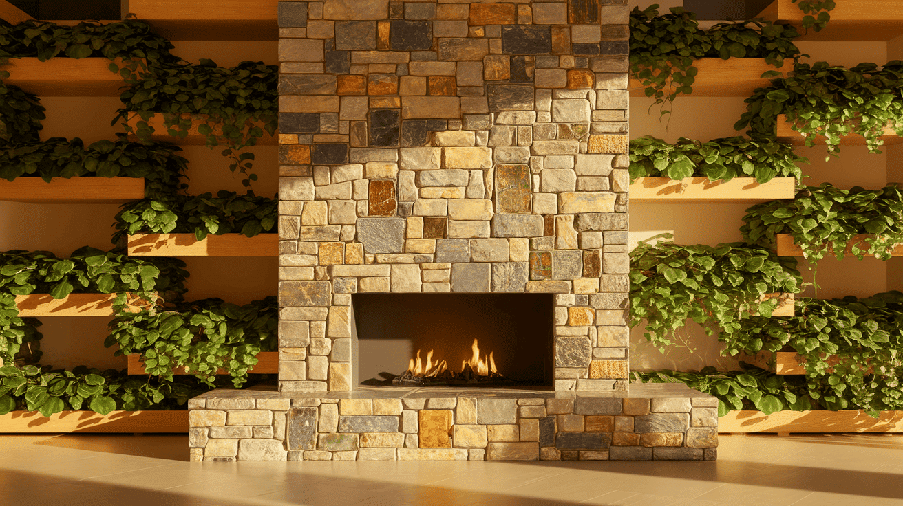 Eco-Friendly Stone Fireplace