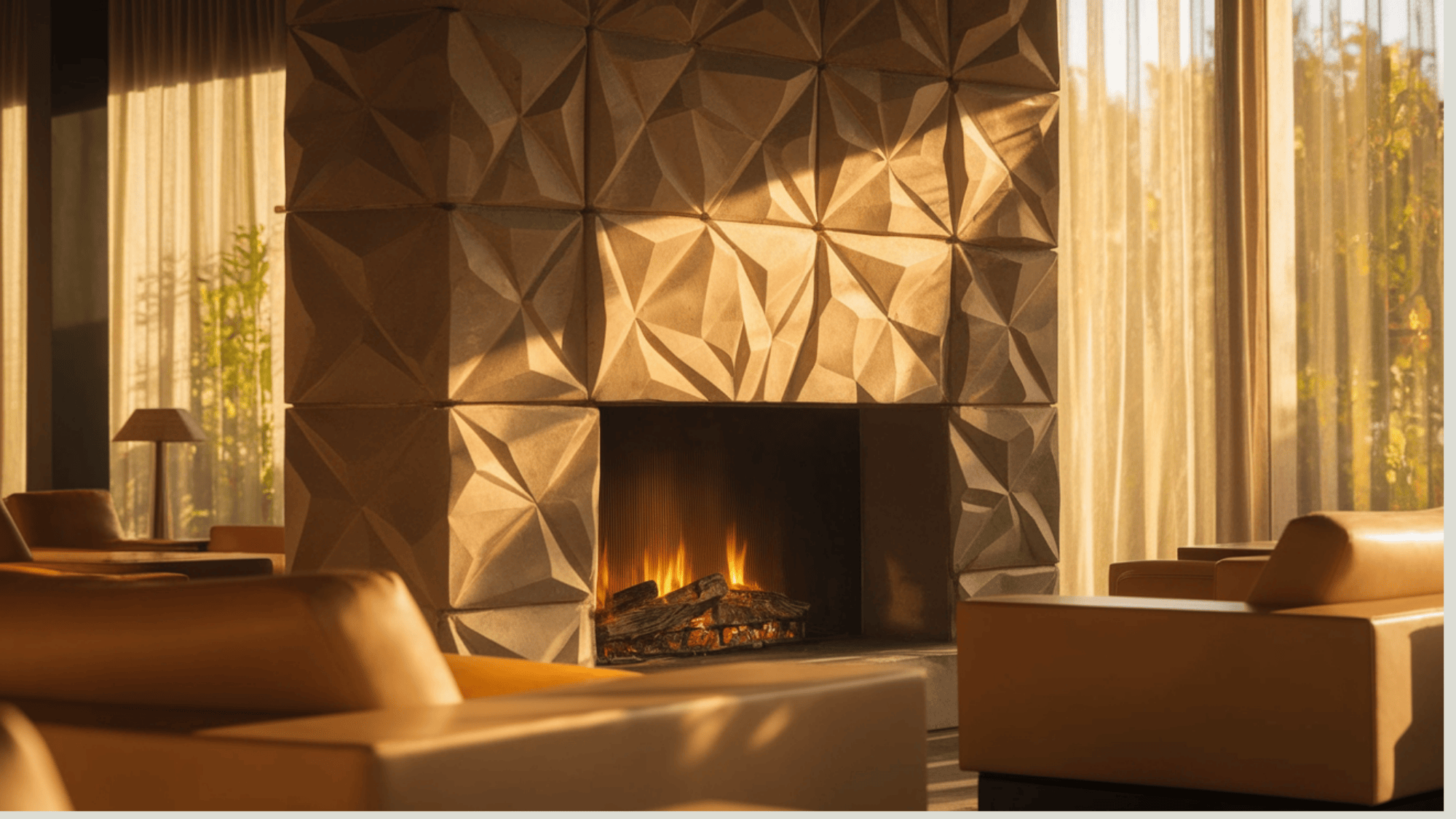 Geometric Stone Fireplace