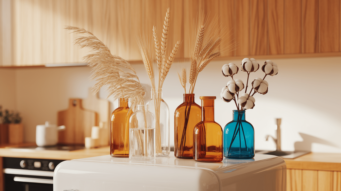 Glass Bottle Display With Dried Botanicals