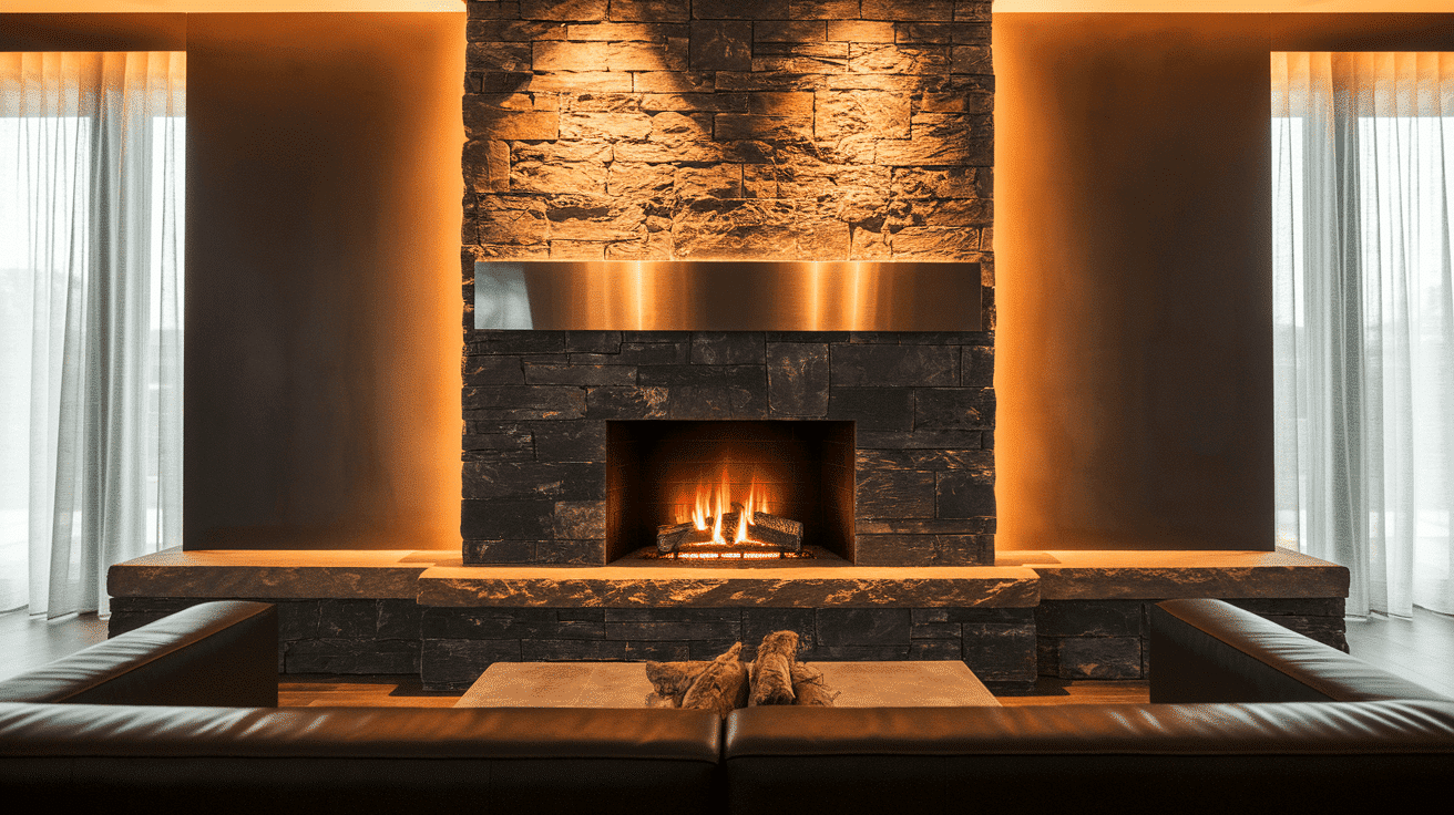 Industrial Stone Fireplace
