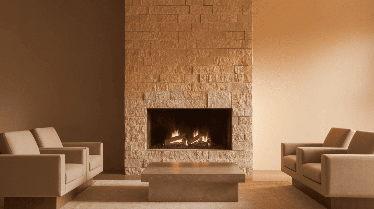 Minimalist Stone Fireplace