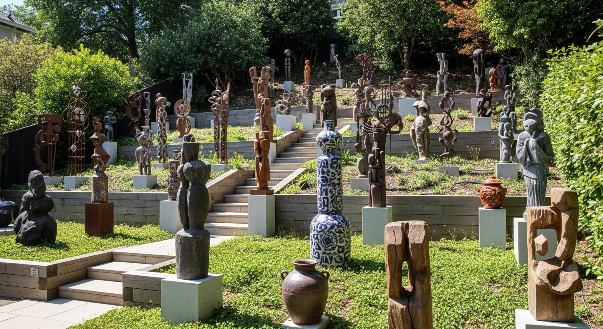 Outdoor Art or Sculptures at Different Levels