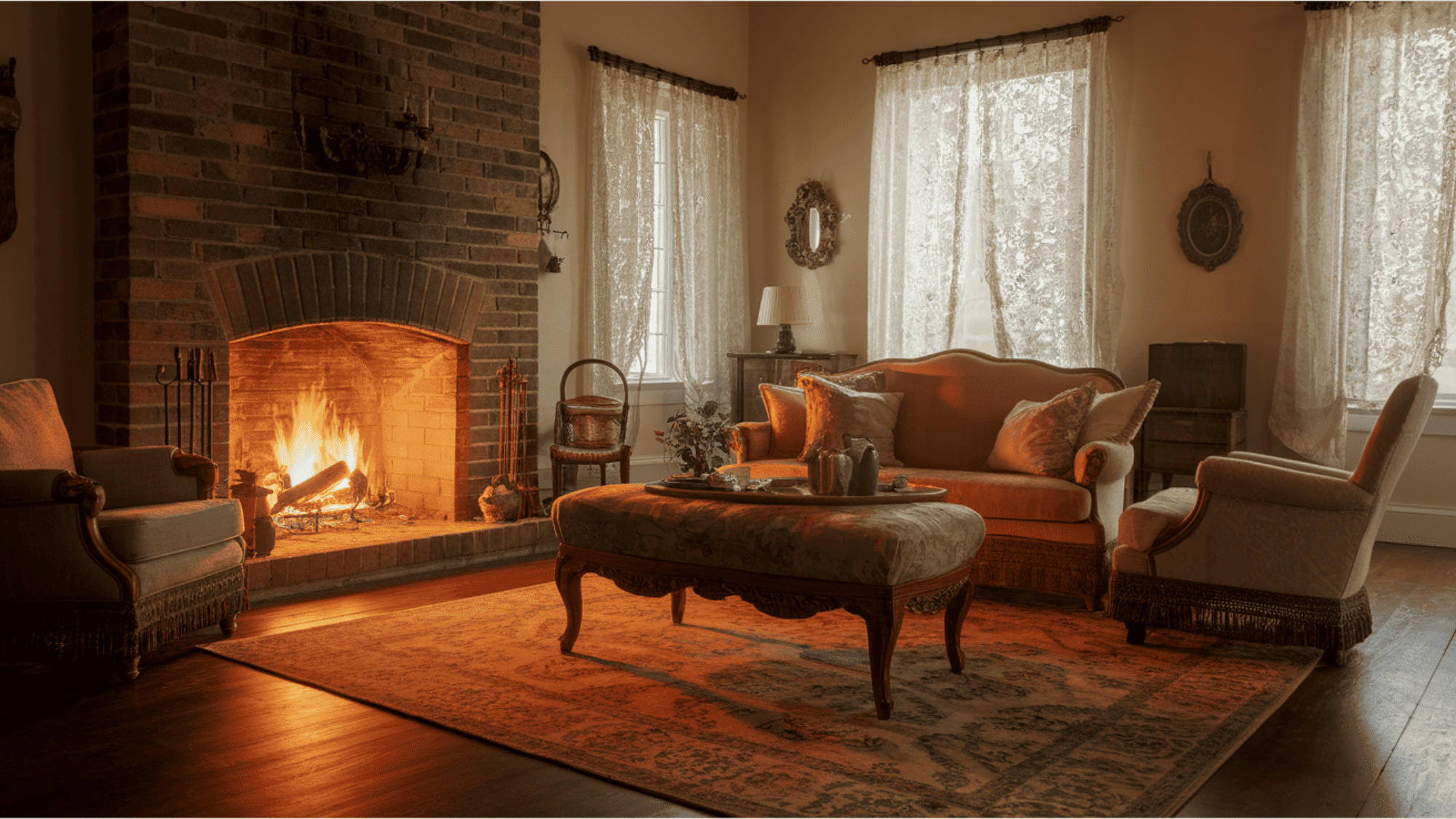 Rustic Brick Fireplace