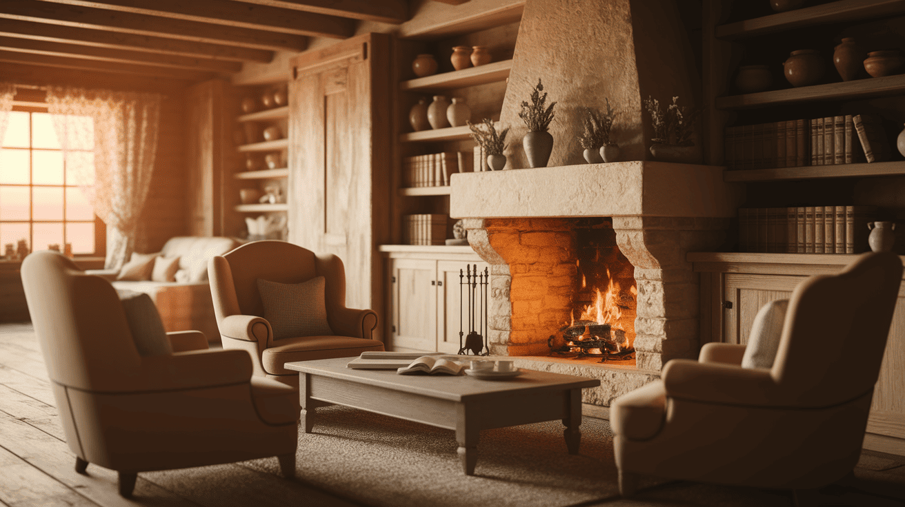 Rustic Farmhouse Stone Fireplace