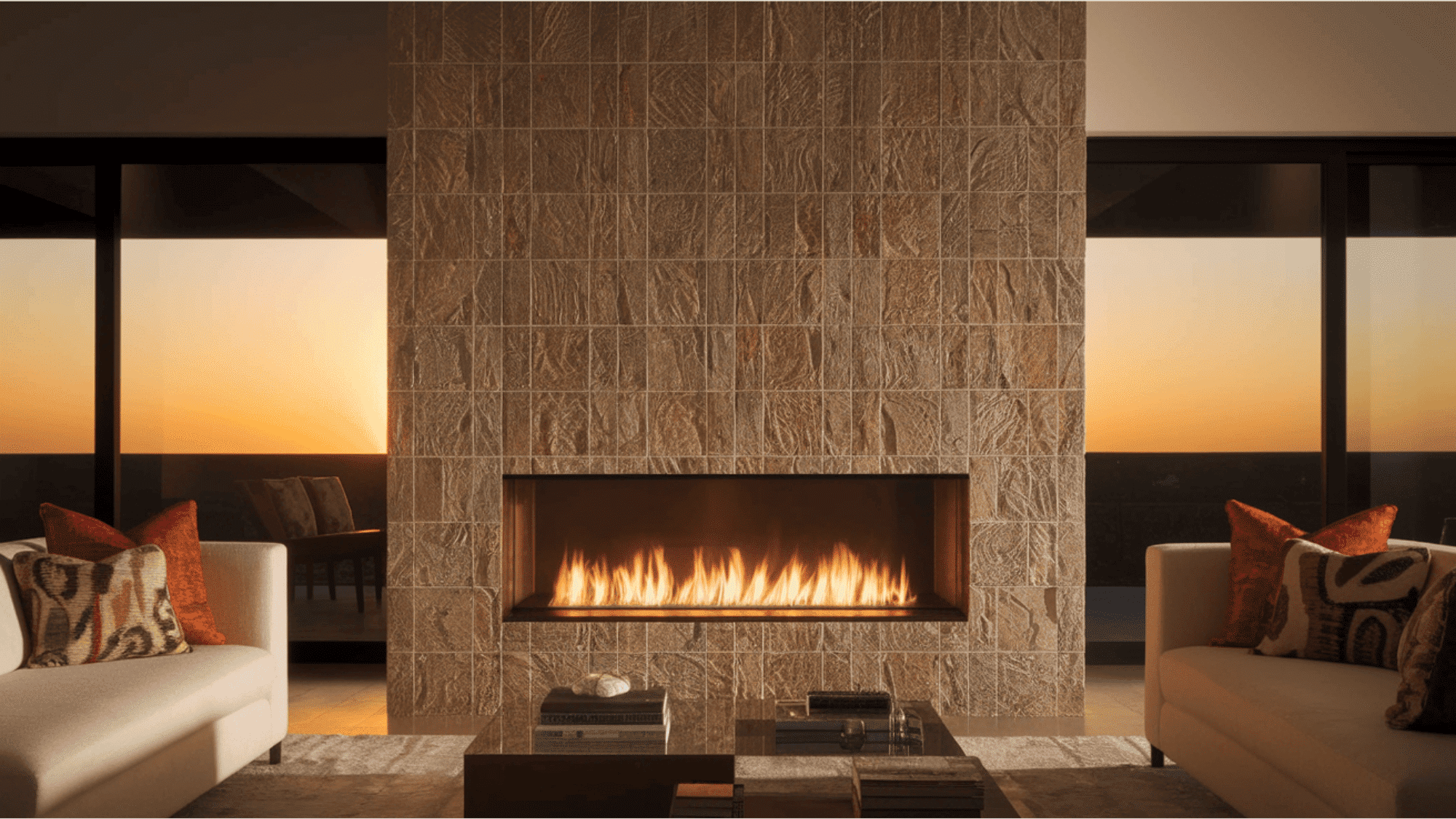Stone Tile Fireplace