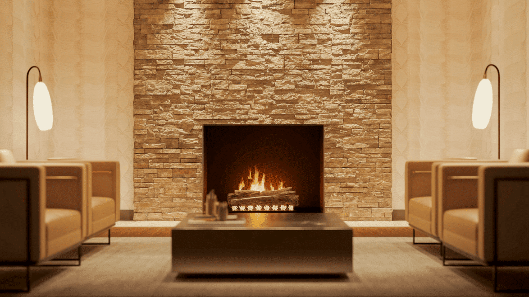 Textured Stone Fireplace