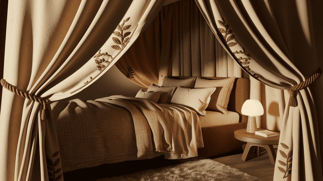 Woodland-Themed Canopy Drapes