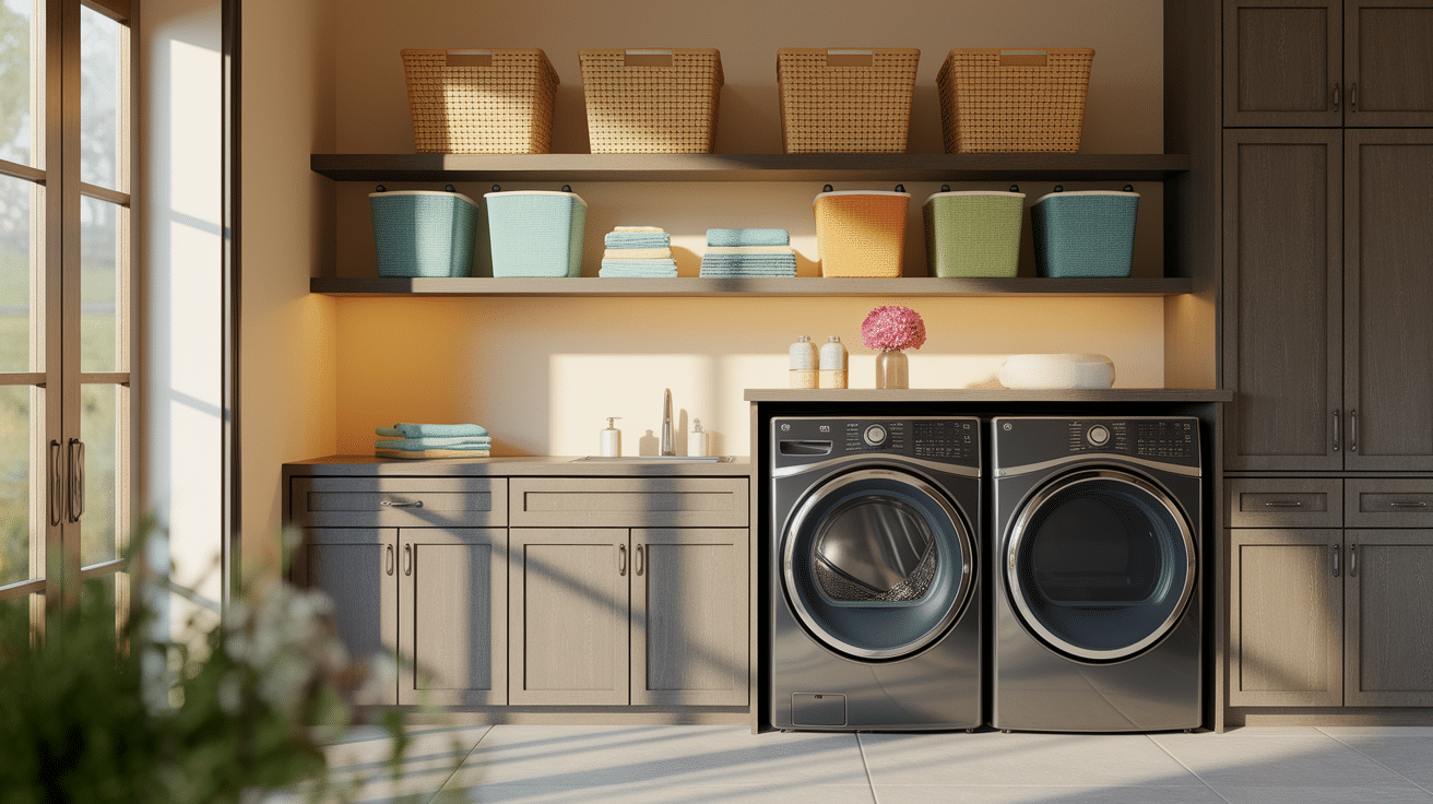 Built-In Cabinets with Open Shelf Storage