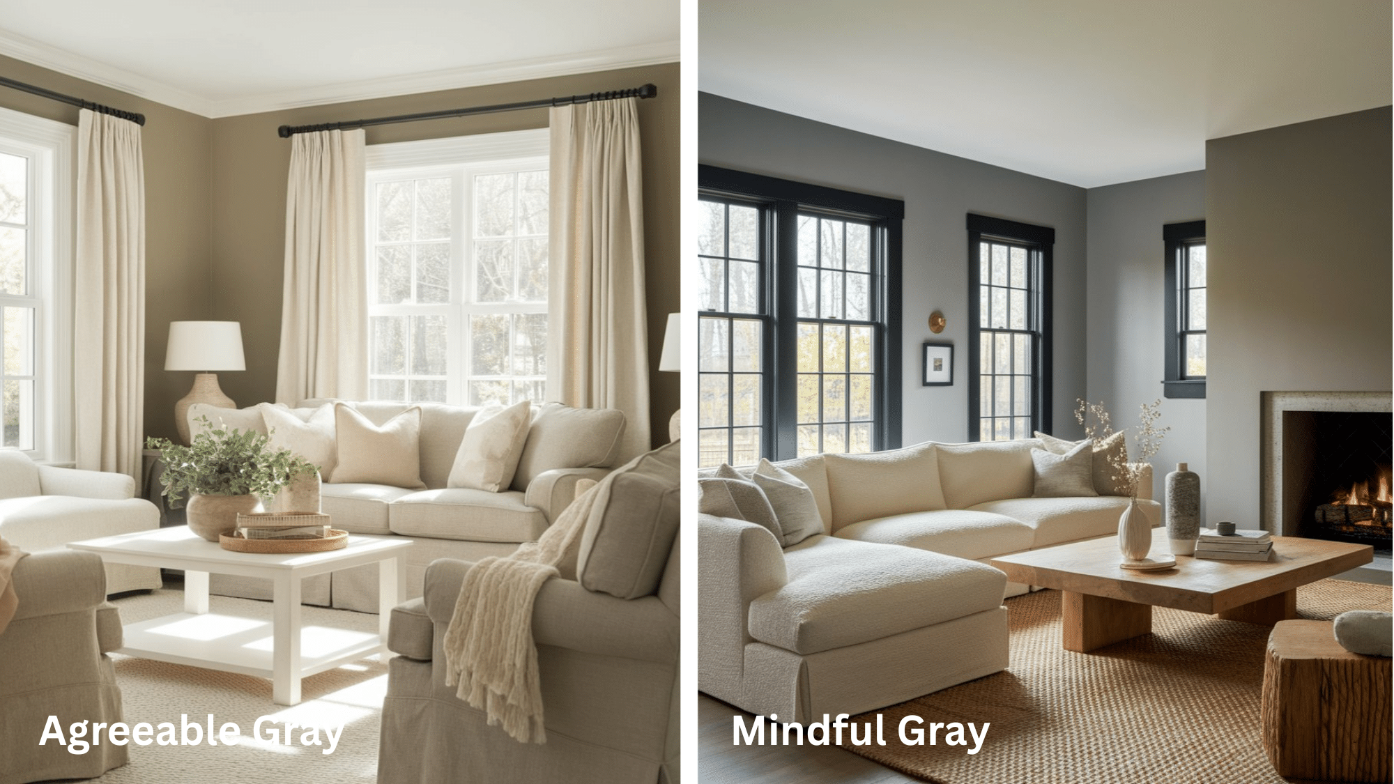 agreeable gray and mindful gray living room